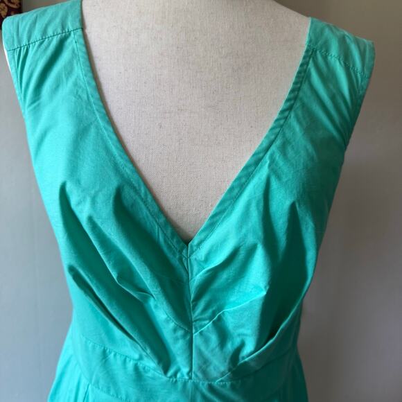 Vintage eShakti Fit and Flare Cotton Dress Turquoise Cottage Minimalist Size 12 - Picture 2 of 9
